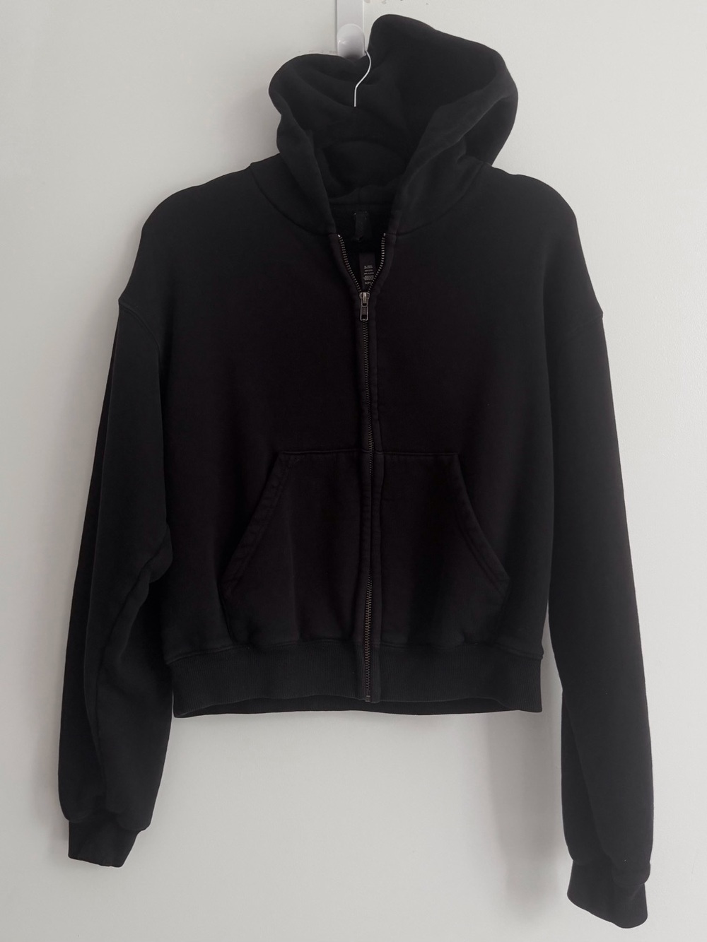 SKIMS Black Cropped Zip Hoodie Jacket